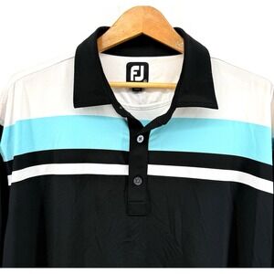 Footjoy MENS Sz X-LARGE PRE-OWNED Black‎ Polo Shirt Performance FJ Golf Athletic